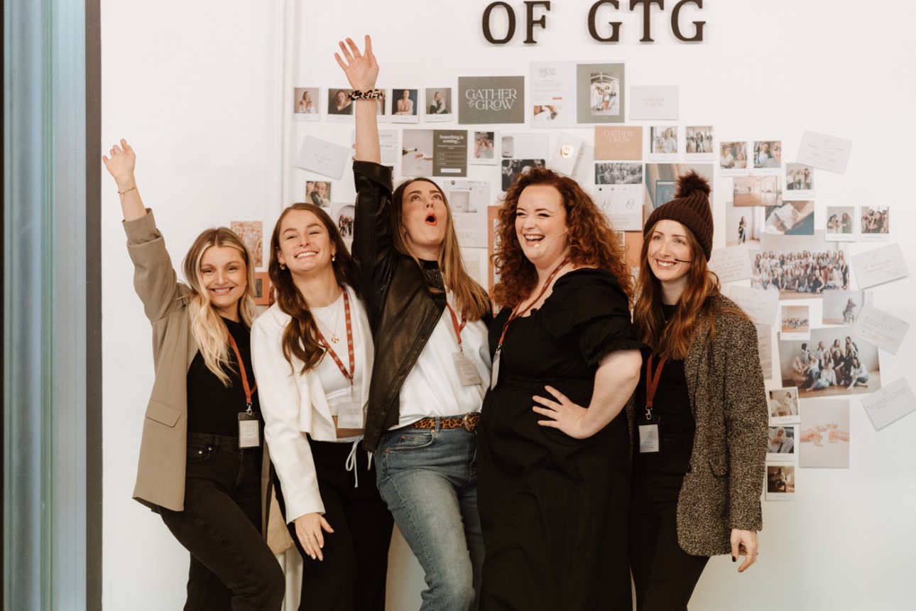 group of 5 women celebrating the start of gather to grow 2.0